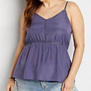 Plus Size Purple Crochet Trim Babydoll Tank Top